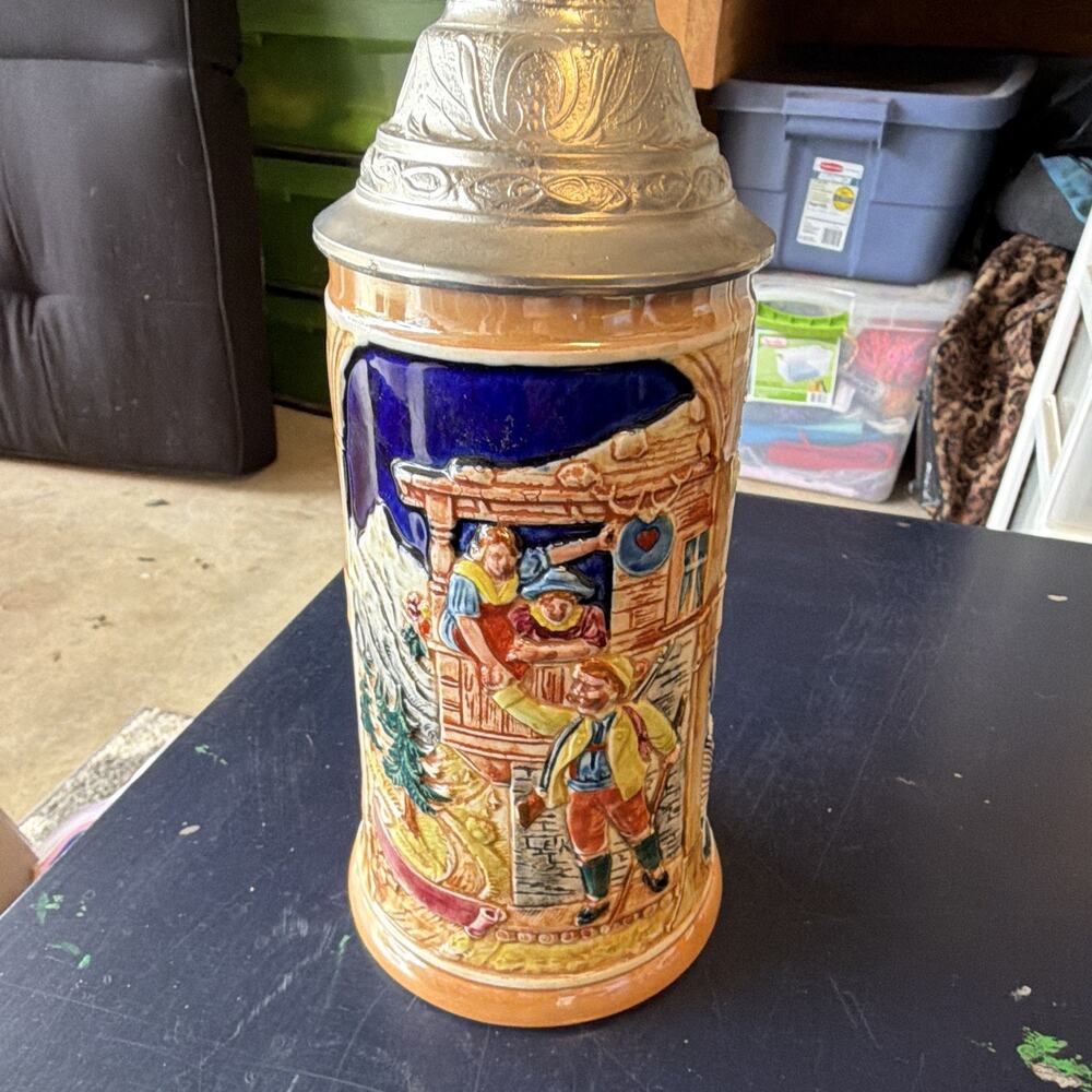 COR German Porcelain Handpainted Lidded Stein Breweriana 0.5L